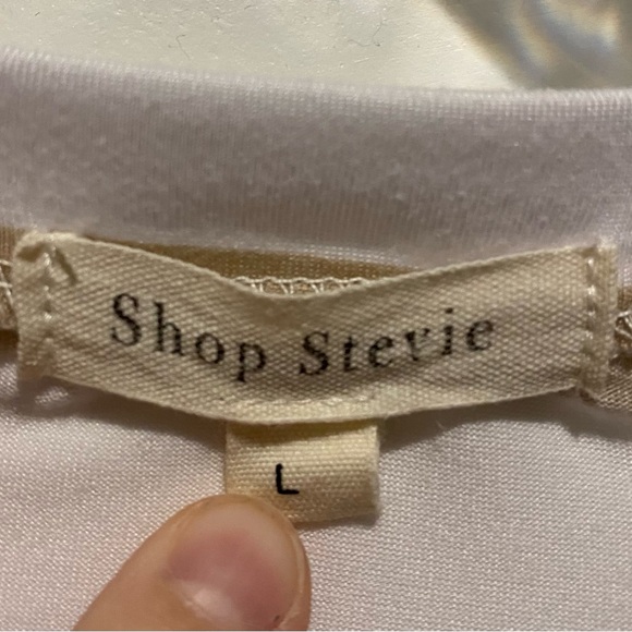 Shop Stevie striped maxi dress. Size L. Cream and tan. Barely worn, like new! - Picture 3 of 3